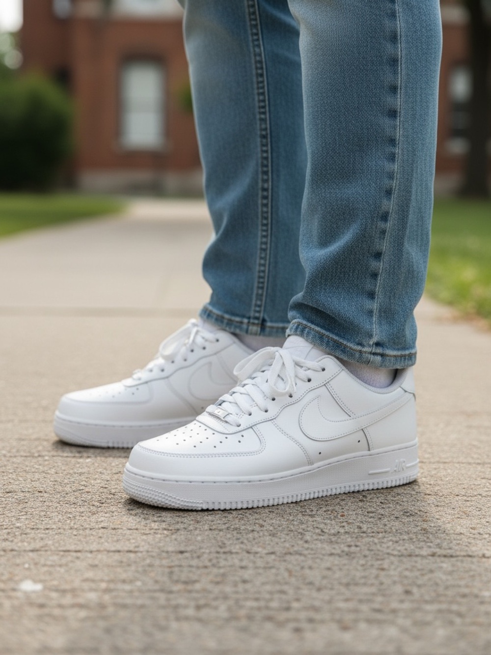 Nike Men’s Air Force 1 White Low-Top Leather Sneakers